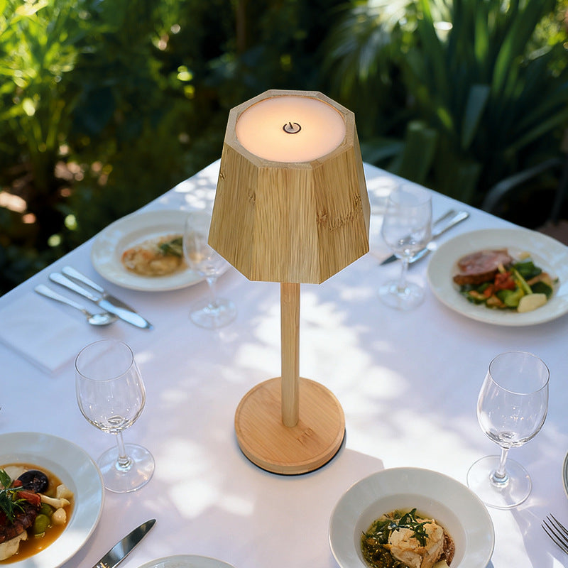 Bamboo Ambient Table Lamp, Rechargeable