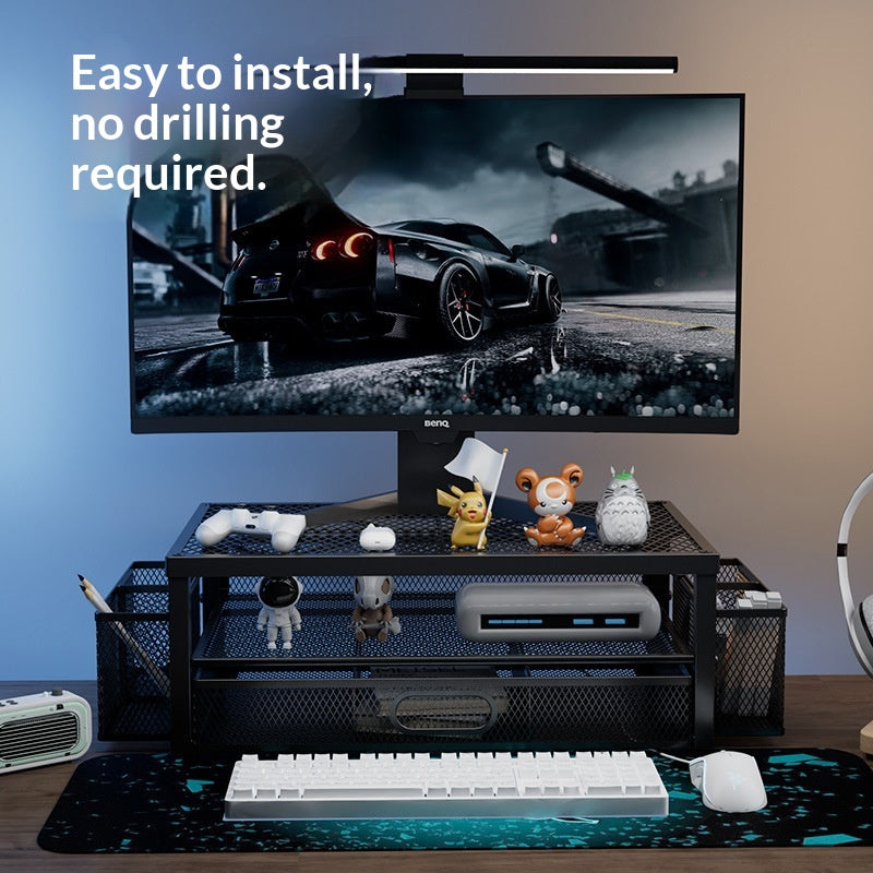 Dual-Tier Steel Monitor Riser with Storage